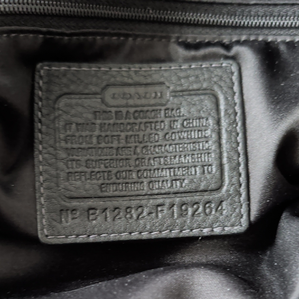 Coach "Penelope" (F19264) Black Pebbled Leather Tote with Turnlock Front Pocket - Picture 9 of 16